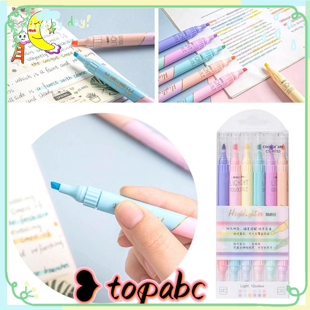 Top 6PCS/Set Stabilo Pen Set Warna Permen Perlengkapan Kantor Sekolah Menggambar Double Color Graffiti Alat Menulis Color Pen