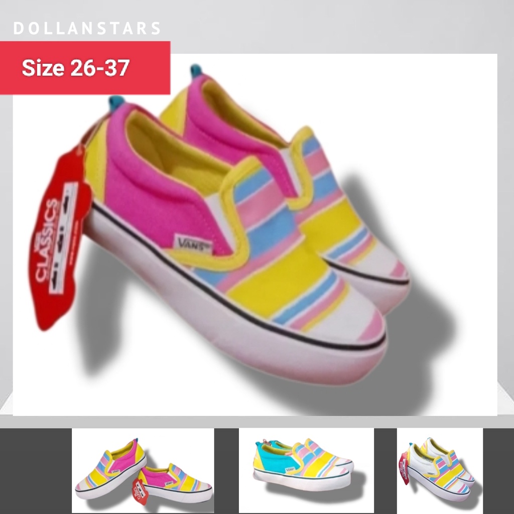 [2Th s/d 12Th] SEPATU SEKOLAH MOTIF PELANGI SEPATU SLIP ON SEPATU SLOP ANAK PEREMPUAN