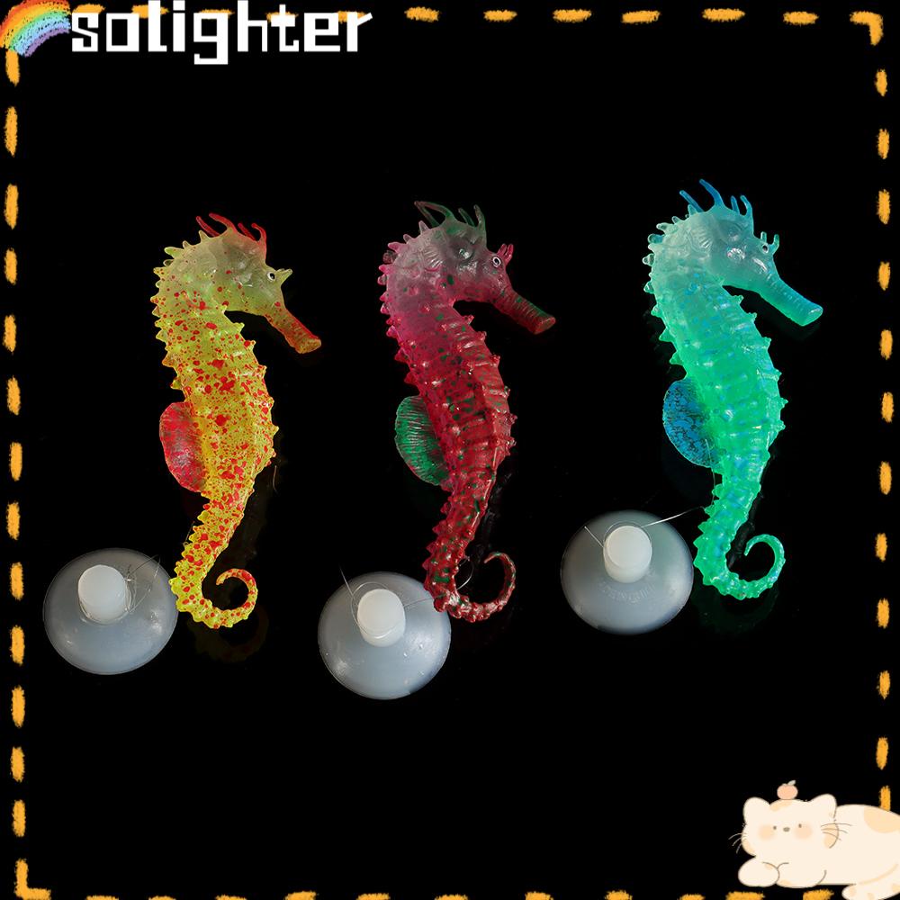 Solighter Dekorasi Aquarium Luminous Produk Hewan Peliharaan Rumah Silikon