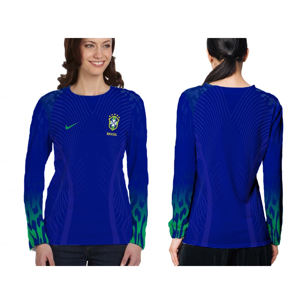 [Tinishop] Kaos Jersey Wanita Piala Dunia 2022 Brazil | Kaos Wanita Piala Dunia Lengan Panjang Fullp