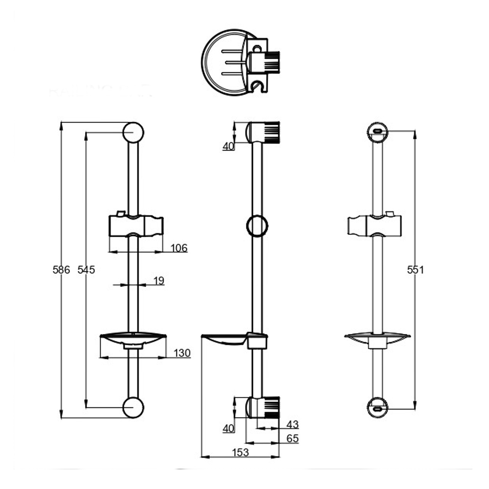 Tiang Shower Only 60 cm Stainless Steel