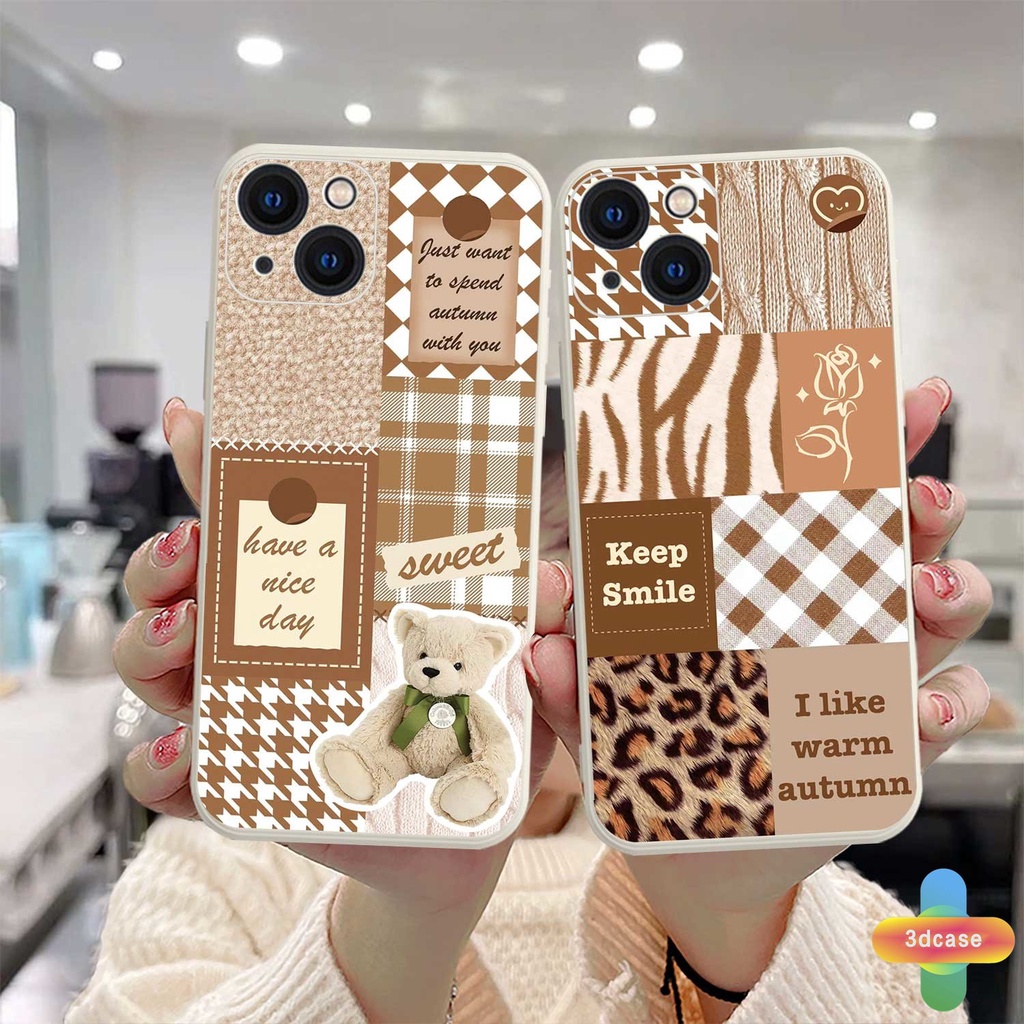 IPHONE Casing Ponsel Jahitan Kotak-Kotak Bunga Retro Pola Houndstooth Kompatibel Untuk For IPhone 7 Plus 11 6 6S 8 Plus XR 11 12 13 PRO MAX 11 12 13 mini X XS MAX Se 2020 6SPlus 7Plus 6Plus 8Plus XSMAX A15 Soft TPU Lensa Anti Jatuh All-inclusive Case