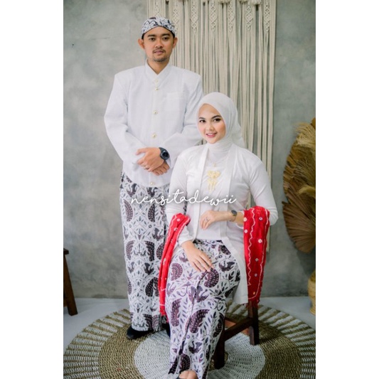 [1 Set, PPJ01C] Baju Prewed Instan / Baju Couple Adat Jawa - Jogja, Motif Sidoasih Kecil