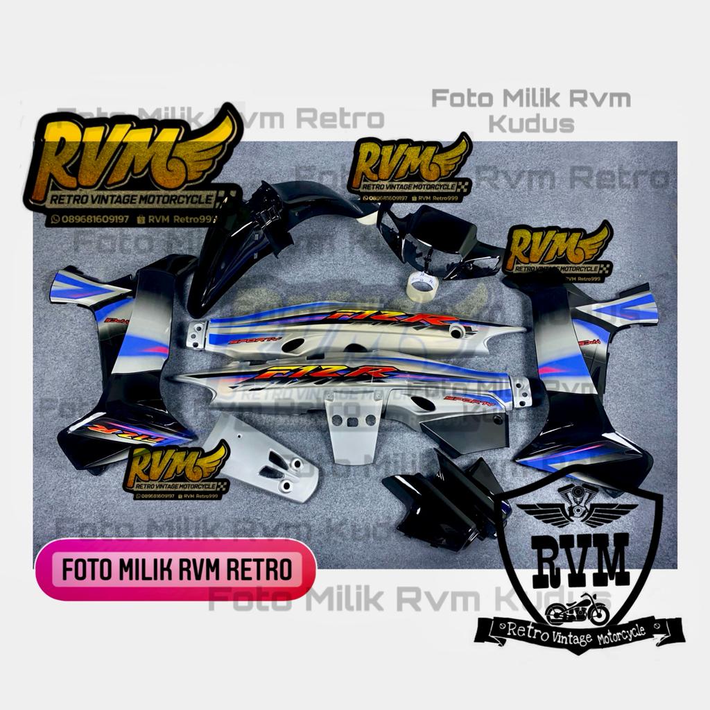 cover bodi fullset full body halus motor Yamaha fiz r warna hitam silver sporty 2003 body halus Fiz 