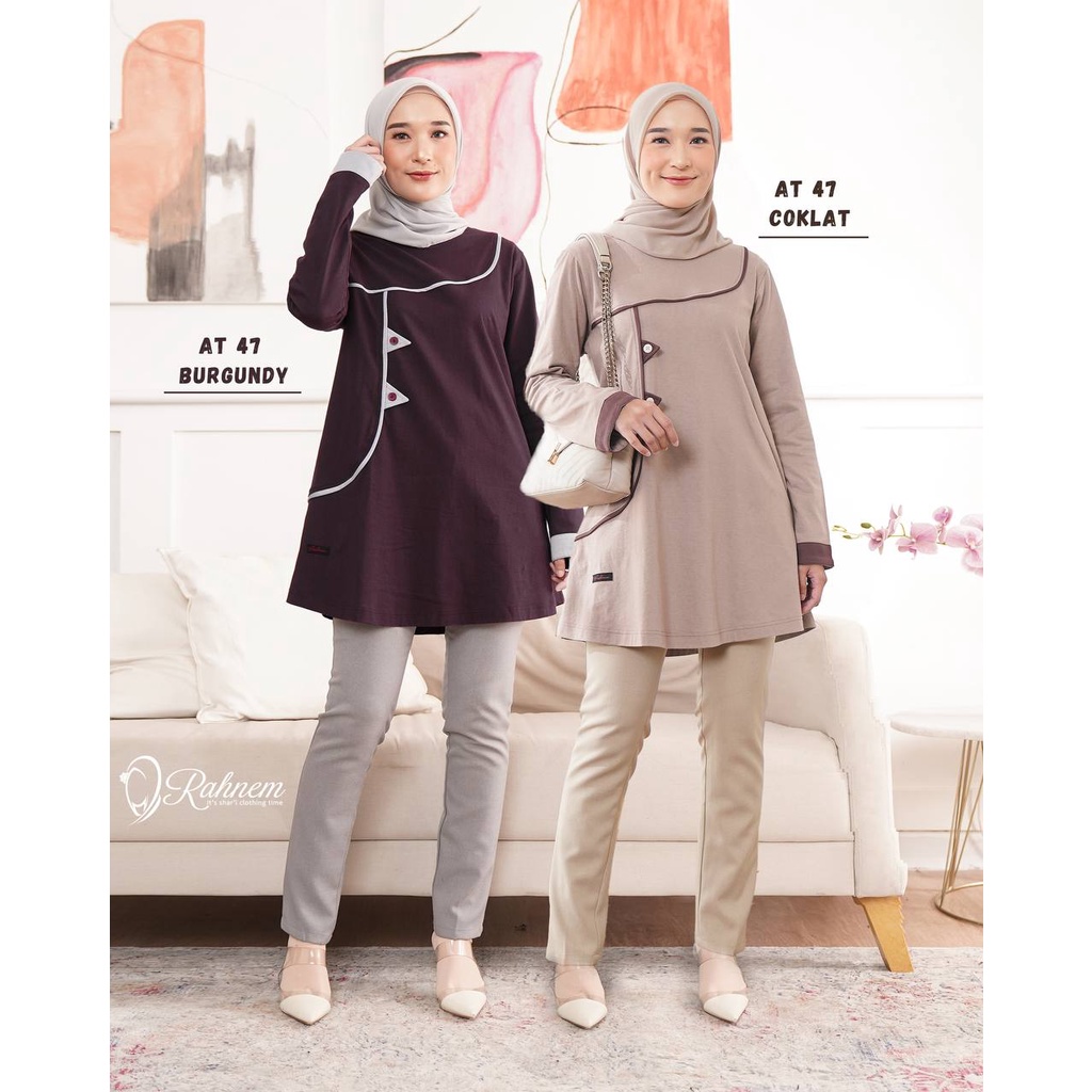 RAHNEM AT 47 / ATASAN WANITA / BLOUSE WANITA / PAKAIAN / TUNIK WANITA / ATASAN MUSLIM / TUNIK KAOS /