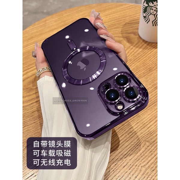 GROSIR [SQUARE EDGE] PREMIUM CASE ELECTROPLATING METALIC MAGSAFE IPHONE 11 12 13 14 15 16 PRO MAX PLUS LENS GUARD PROTECTOR FULL COVER