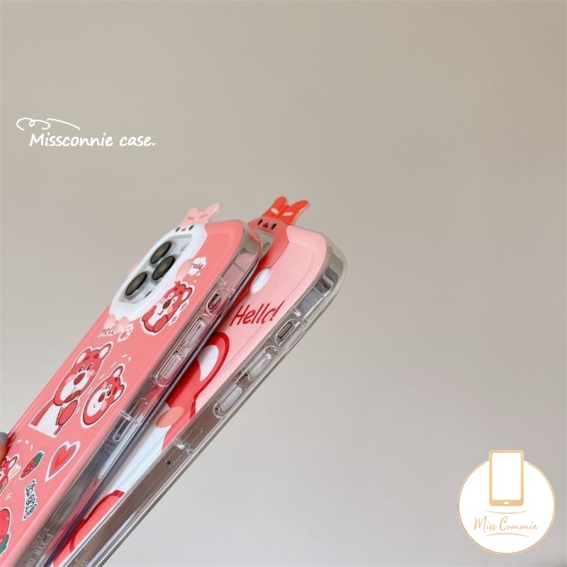 Realme C12 C30 C33 C33 C31 C35 C25Y C15 C25s C25 9Pro+9i 9c3 C11 C21 C20 C21Y C17 7i 8 7 5s 8Pro 5i 6i 5c20a C17 Kartun Strawberry Bear Manyo 3D Bow Little Monster Lens Soft Case