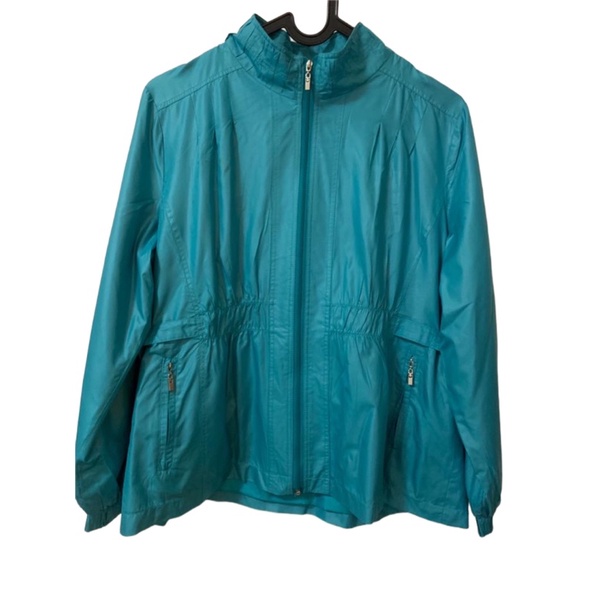 Jaket running biru tosca second-jaket parasut biru tosca size L-jaket parasut second biru tosca size