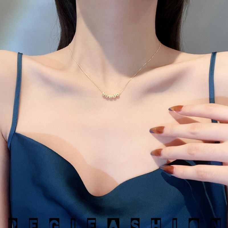 Kalung Titanium Wanita Rantai Italy Liontin Boba Kalung Perempuan Model Terbaru Fashion Wanita Korea Kekinian Anti Karat Tidak Luntur