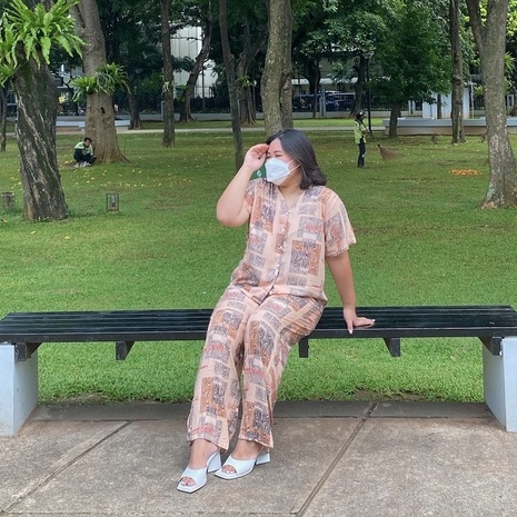 Yulje one set piyama rayon motif kotak serat kayu