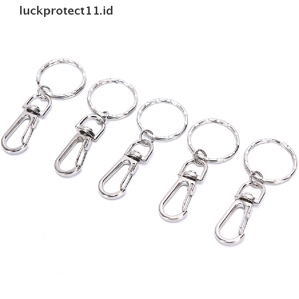 /Fashion Hot// Fashion// 10Pcs 25mm Keyring Ripple Lobster Clasp Gantungan Kunci Rantai Pendek Split Ring DIY.