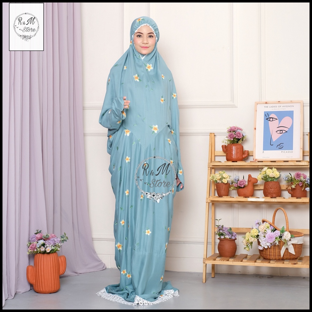 Mukena Terusan Lajuran Dewasa Rayon Bordir