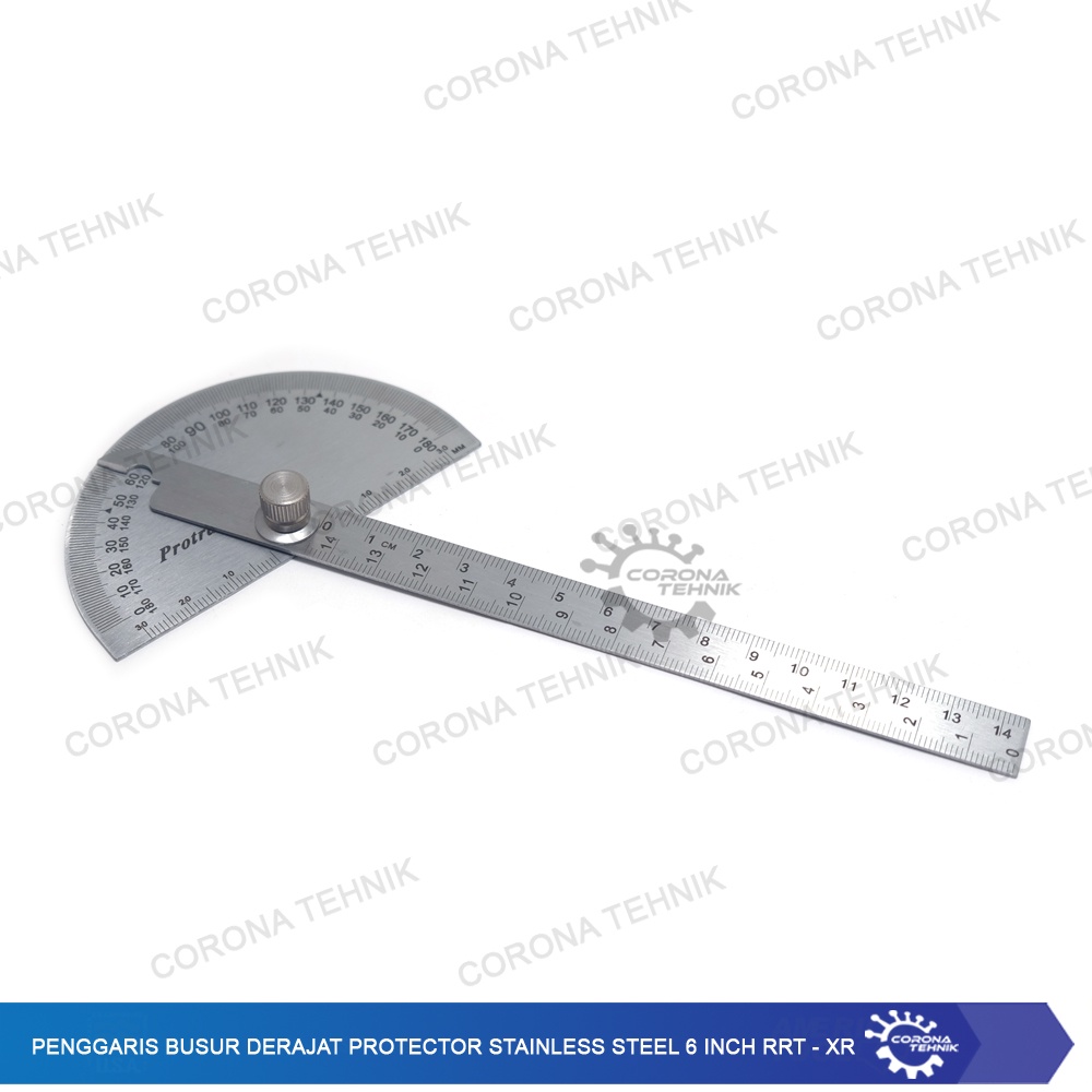 Busur Derajat Protector Stainless Steel 6 Inch RRT - XR Penggaris Busur