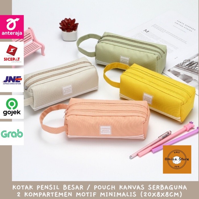 

Tempat Pensil Tenpat/Kotak Pensil/Pouch Besar Kanvas Import 2 Ritsleting Minimalis