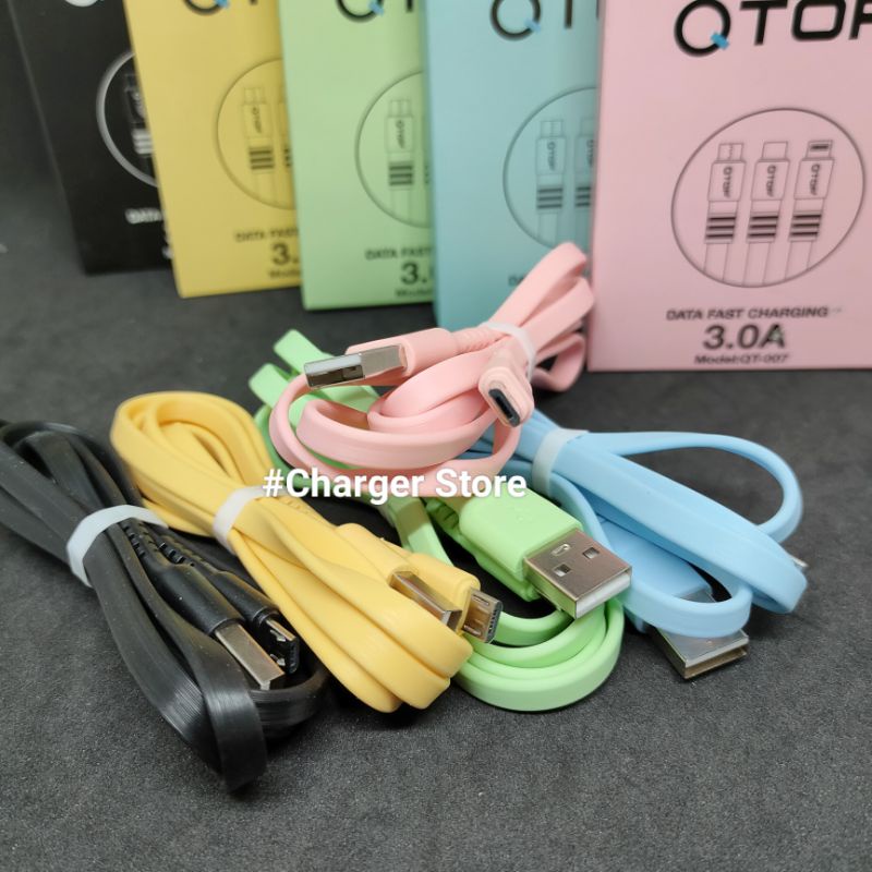 Kabel Data Qtop 3.0A Micro USB FAST CHARGING ORIGINAL Metalic Finishing