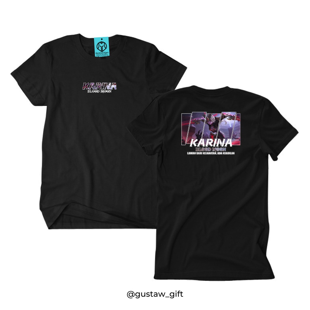GG T-Shirt KARINA skin Blood Moon Mobile Legends Kaos Custom Katun Slim-fitting