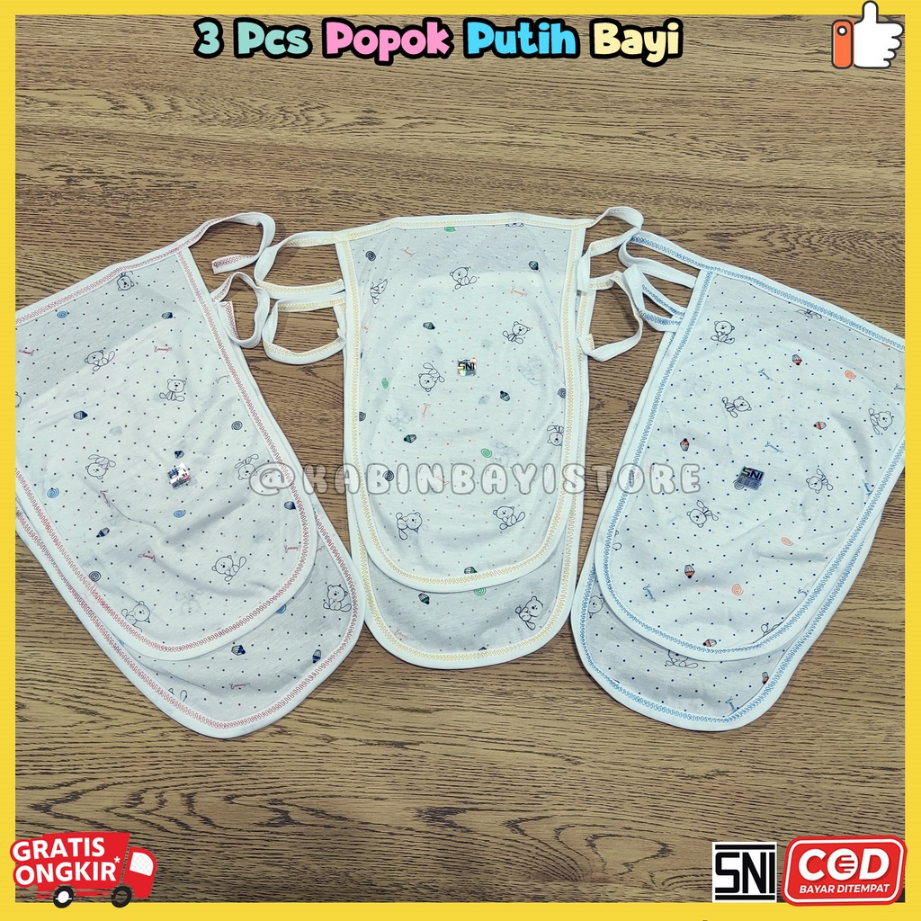 3 Pcs Popok Putih Bayi Lembut SNI