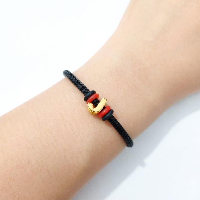 Gelang Tali Insial Huruf J Elegant Emas Asli