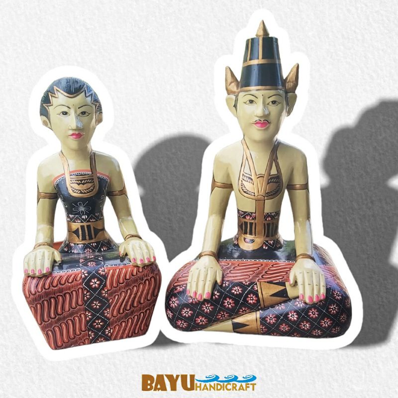 Sepasang Patung Loro Blonyo Paes Ukuran 15CM Souvenir Pernikahan Dekorasi Pernikahan Jawa Indonesia