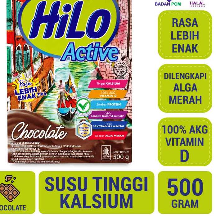

✦✧✦ HiLo Active Chocolate 500 gram - Susu Tinggi Kalsium Rendah Lemak