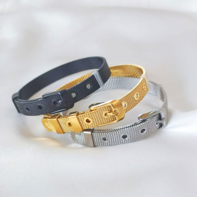 Gelang sabuk Titanium wanita gold,silver,hitam