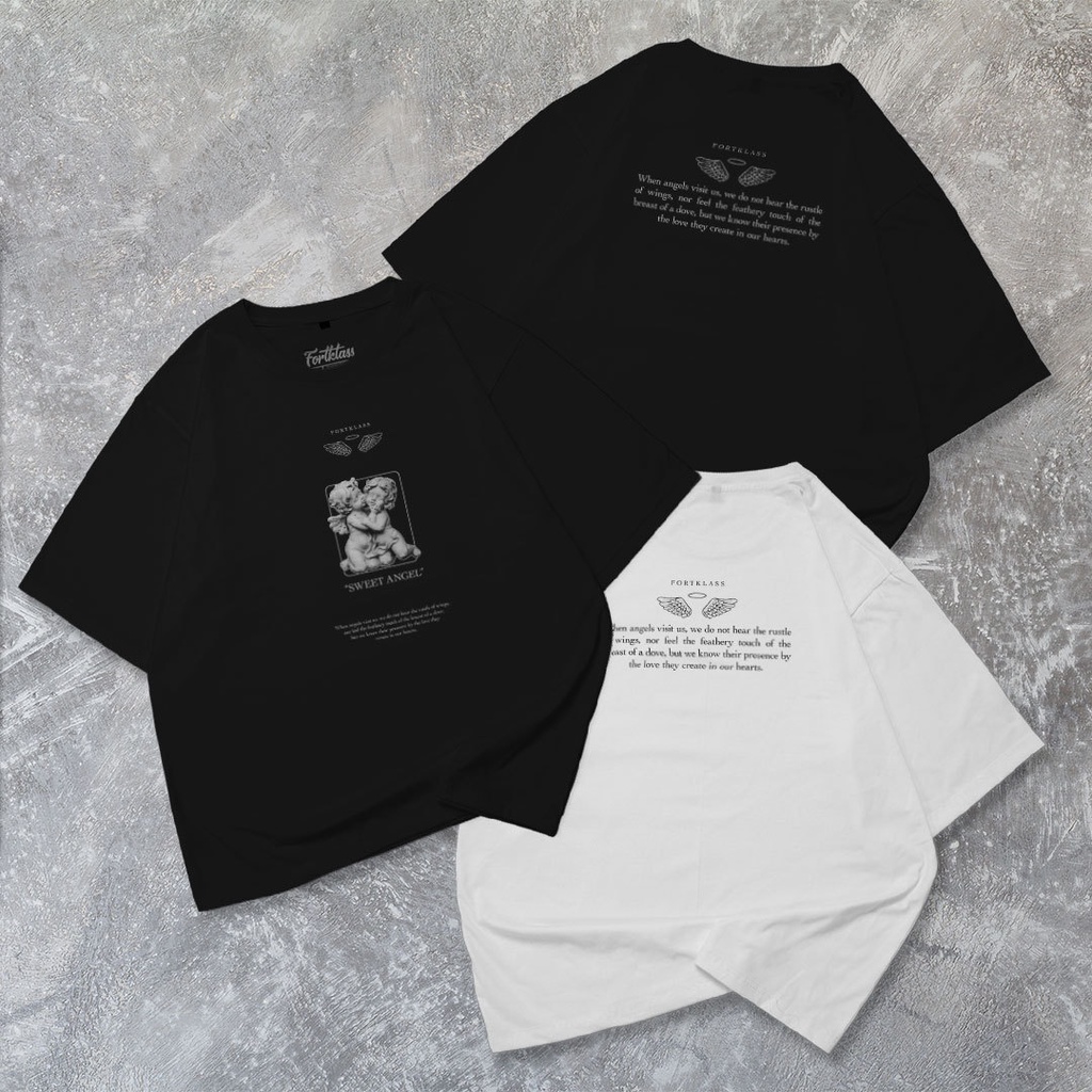 Fortglass Sweet Angel Kaos Oversize T-Shirt Cowok Premium