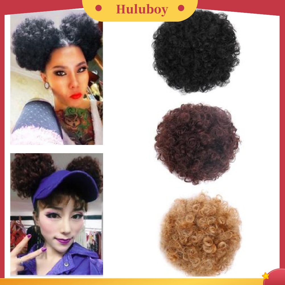 Wig Rambut Ekstensi Model Pendek Keriting Afro Bahan Sintetis Untuk Wanita