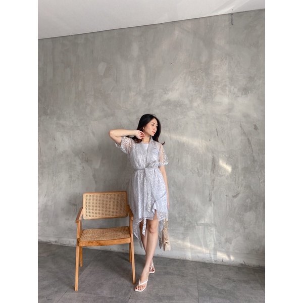 Paquita Dress by NAMELIS - READY SUDAH SATU SET Dress Midi Satin Tile Mutiara untuk Kondangan Bridesmaids Pesta Party Wisuda