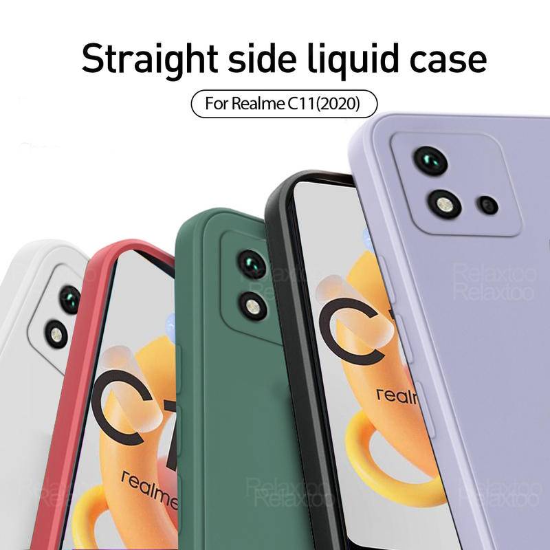 Casing Silikon Cair Persegi Original Mewah Untuk OPPO Realme C11 C20 2021tahan Guncangan Lembut Phone Cover Shell