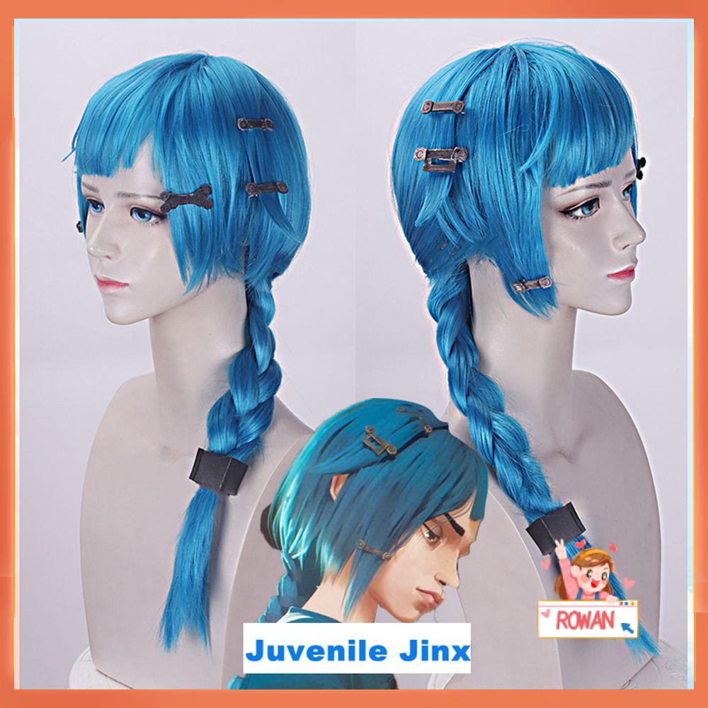 R-flower Young Jinx Powder Wig Anime Rambut Sintetis Hiasan Kepala Cosplay