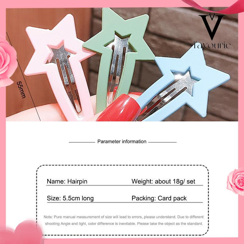COD6 PCS Sederhana Temperamen Jepit Rambut Gadis Sisi Poni Jepit Rambut Rusak Rambut Permen Klip Warna-FA