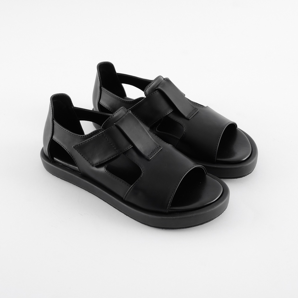 Sandal Wanita - Gianina / Eudora Black Platform Sandals