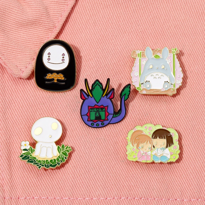 Klasik Anime Chihiro Haku Enamel Pin Totoro Lucu Ada Wajah Man Bros Lencana Kerah Pin Kartun Perhiasan Hadiah Untuk Anak-Anak Teman