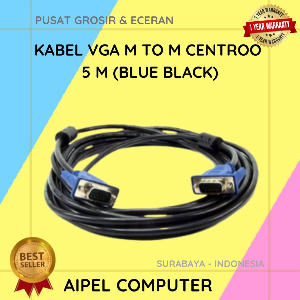 KVC5 | KABEL VGA MALE TO MALE CENTRO 5 M (BLACK)