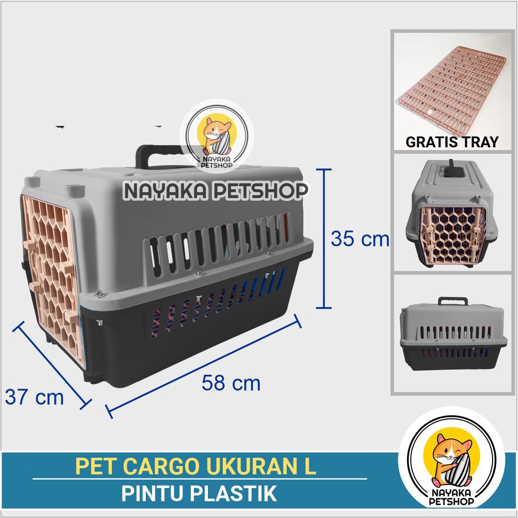 Ukuran L Pintu Plastik Pet Cargo Kucing Besar Pet Carrier Murah Jumbo Travel Kandila Musang