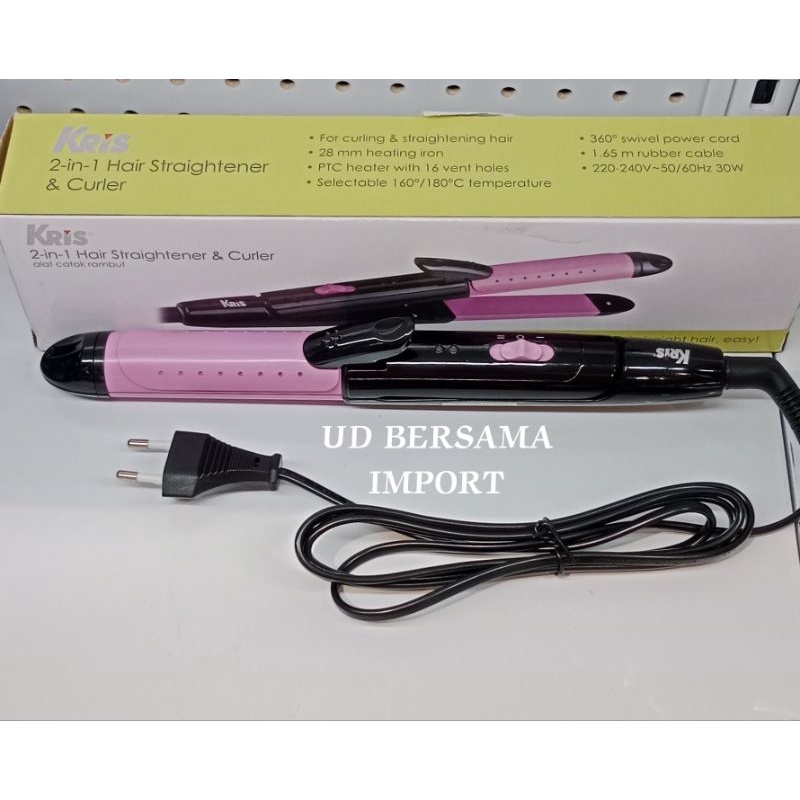 KRIS Alat Catok 2In1/Alat Pelurus Rambut&amp;Ikal/Catokan Rambut - Pink