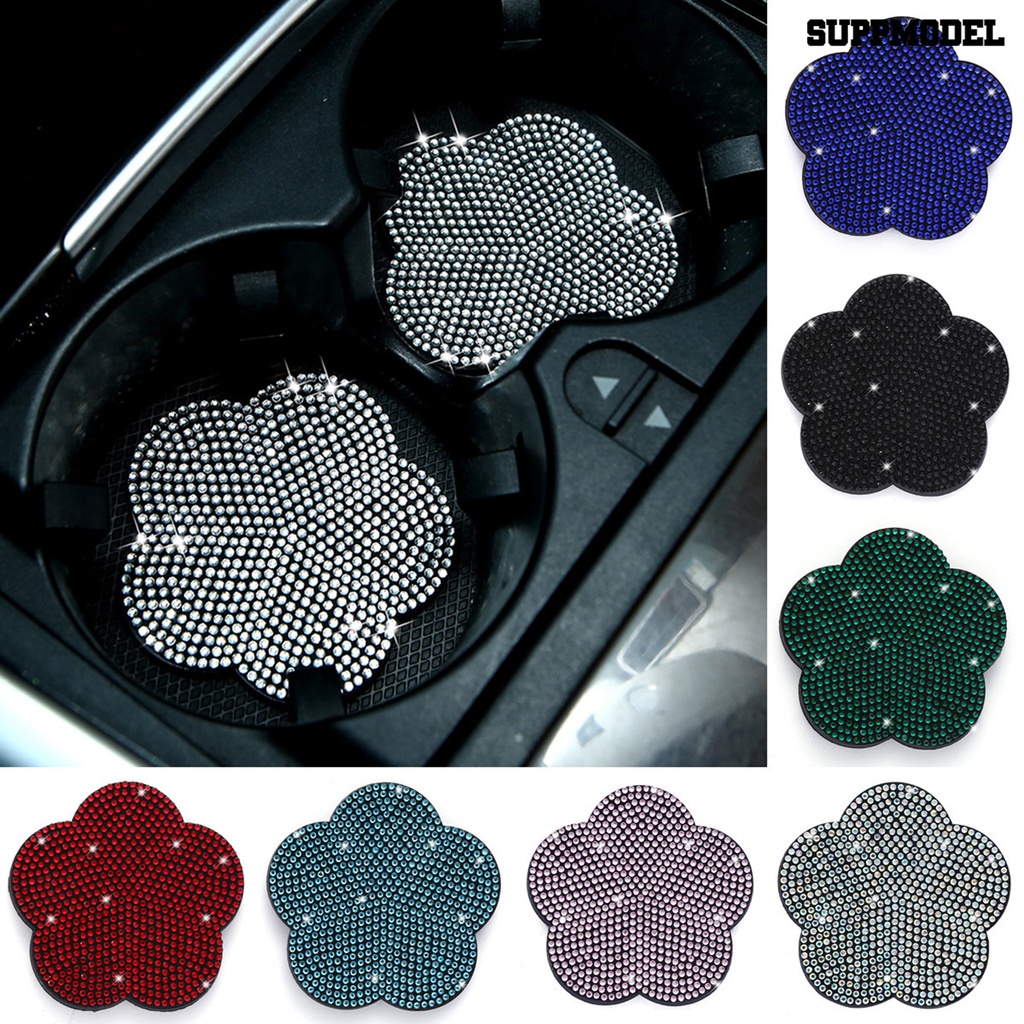 [Dekorasi] Coaster Air Mobil Pengerjaan Halus Indah Non-slip Tahan Aus Indah Tahan Gores Berlian Imitasi PVC Plum Blossom Mobil Cangkir Coaster Untuk Kendaraan