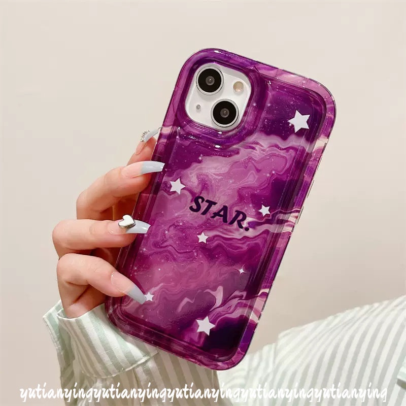 IPHONE Case Kompatibel Untuk Iphone11 14 13 12 Pro MAX 7Plus 8Plus 6 6S 7 8 Plus XR X XS MAX Marble Gradient Starry Sky Star Airbag Shockproof Soft TPU Penutup Belakang Anti Jatuh