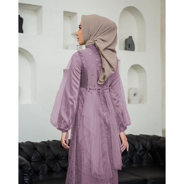 Nadine Dress Exclusive Gamis Brukat Lebaran Terbaru Dress Pesta Mewah Kondangan Seragaman Gamis Lebaran