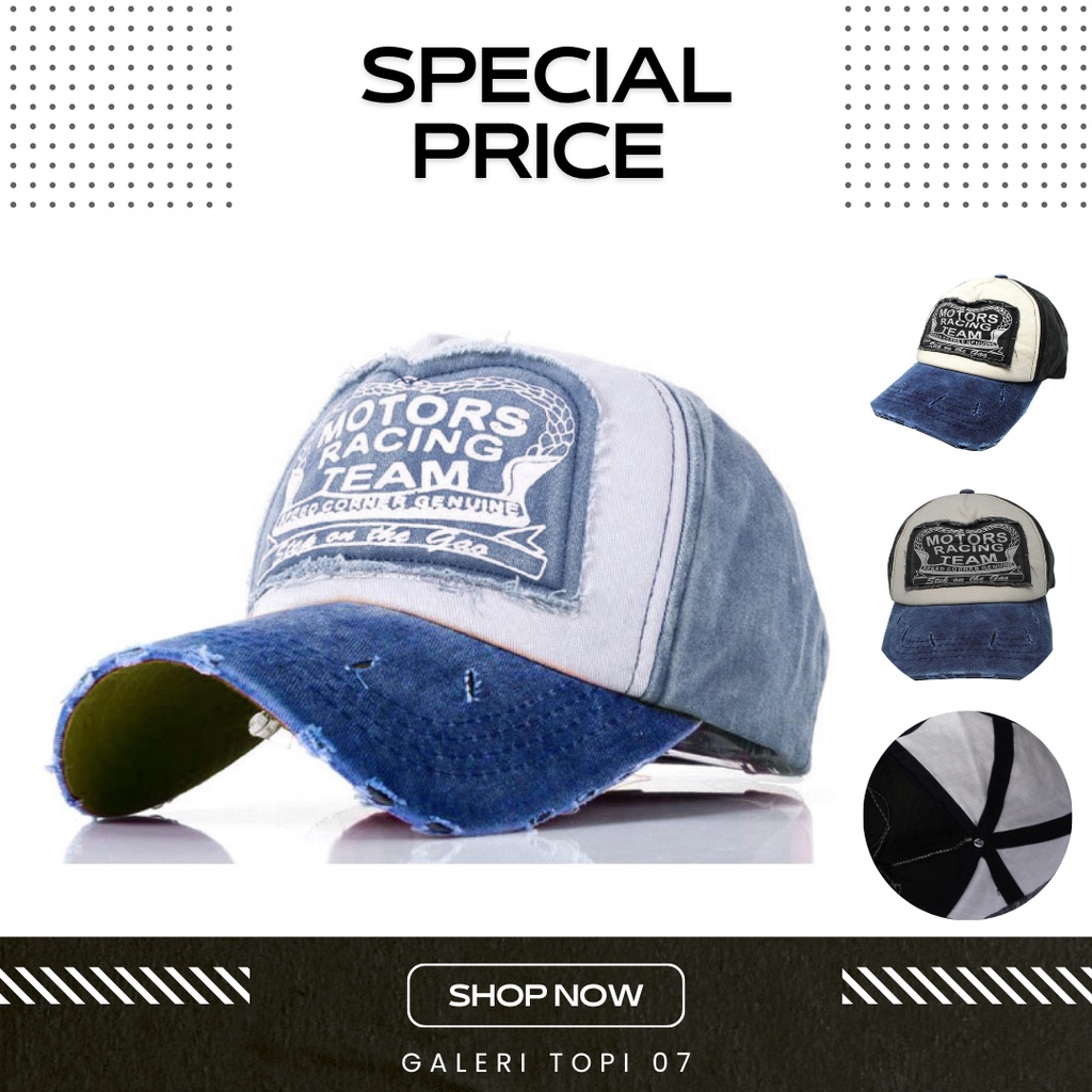 Rhodey Topi Baseball Snapback Motors Racing Team - NM261 Topi Pria Distro Original 100% Hitam Topi B