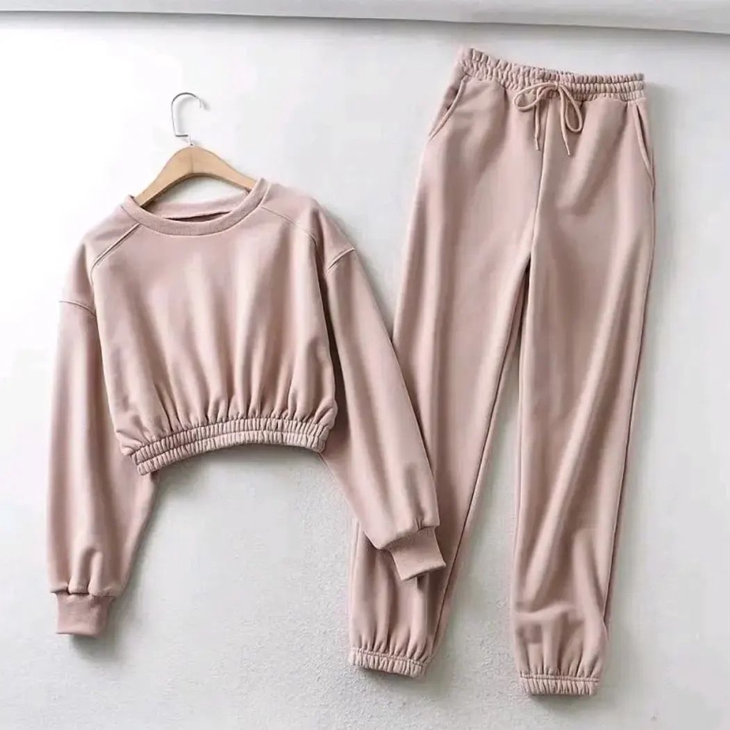 SETELAN CELANA GIESHA ONESET SWEATER PANTS SETELAN UNISEX FLEECE