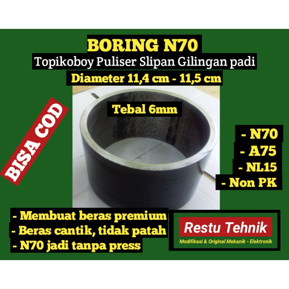 boringSock besi N70 - Diameter 11.4cm & 11.5cm - Tebal 5 - 6mm - Poles n70/A75/NL15 Topikoboy - slip