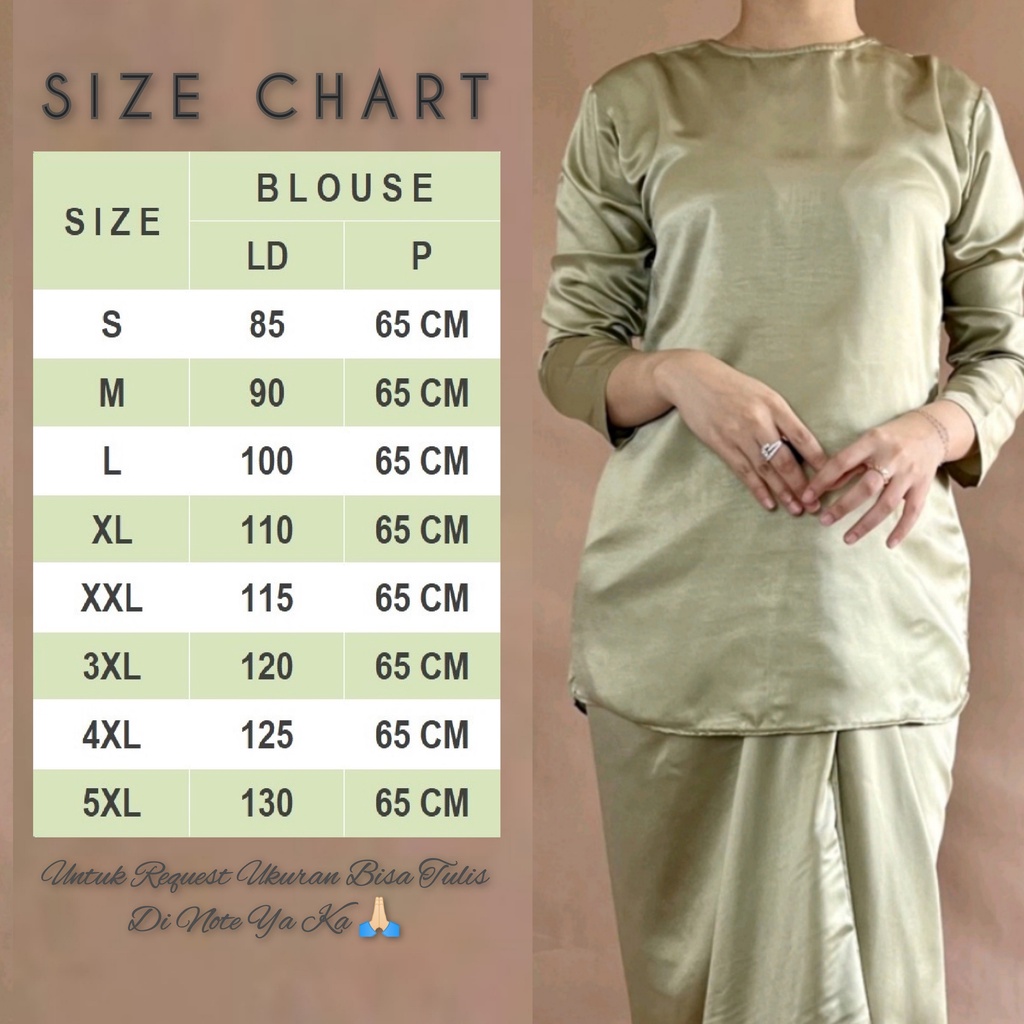 Inner Manset Blouse Lengan Panjang 5XL 4XL 3XL XXL XL L M S | BIG SIZE Satin Velevet Premium