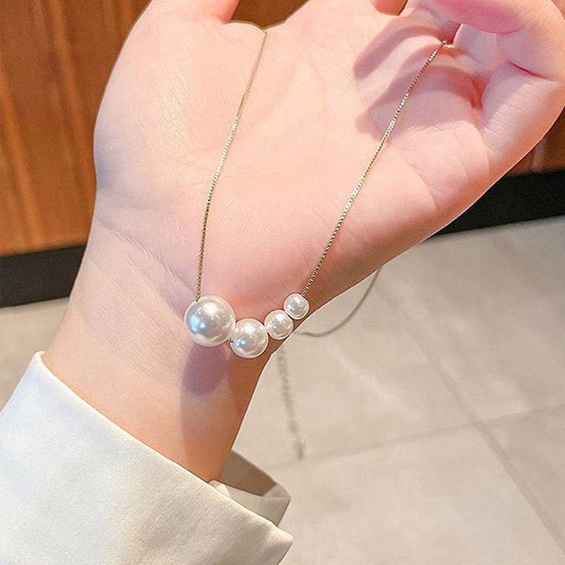 Fancyqube Fashion Baru Empat Mutiara Choker Kalung Gadis Musim Panas Mewah Baroque Mutiara Liontin Rantai Klavikula Untuk Wanita Perhiasan Hadiah