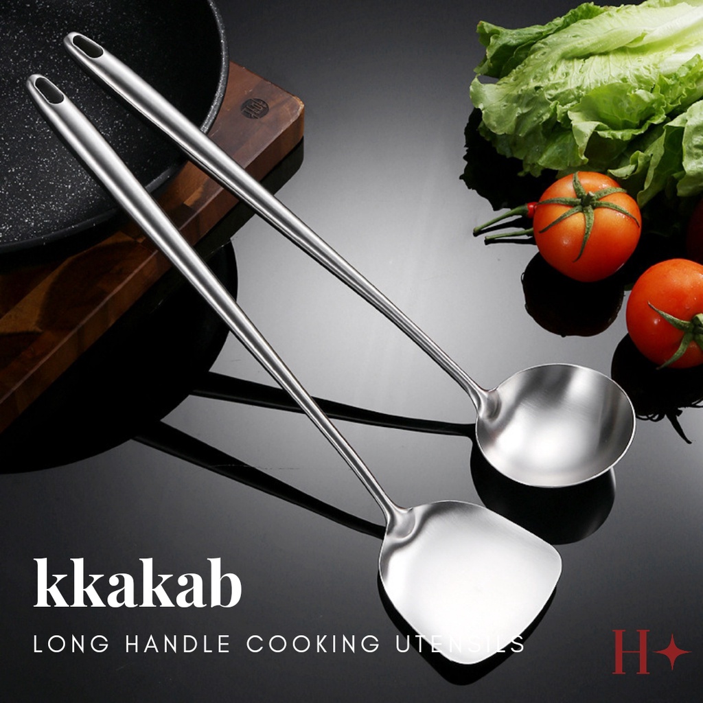 H✦ Kkakab Alat Masak Stainless Steel Gagang Panjang 44cm Sutil Sodet Centong Skimmer Kuat Tebal Tahan Lama Anti Karat Anti Panas