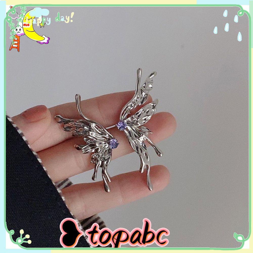 Anting Kupu-Kupu Cair TOP Aesthetic Perhiasan Logam Baru