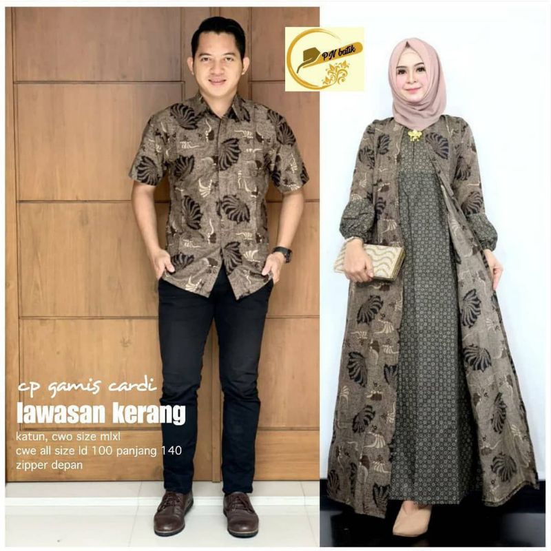 Couple gamis cardy couple ayah ibu seragam keluarga couple gamis jumbo LD 110 couple batik