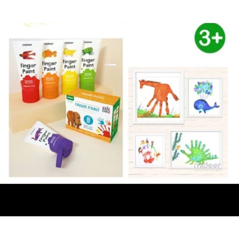 MIDEER FINGER PAINT washable non toxic hand mainan edukasi anak Art set education