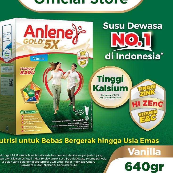 

8.8 Anlene Gold 5X Susu Bubuk Vanila 640g - Nutrisi Tulang, Sendi, dan Otot