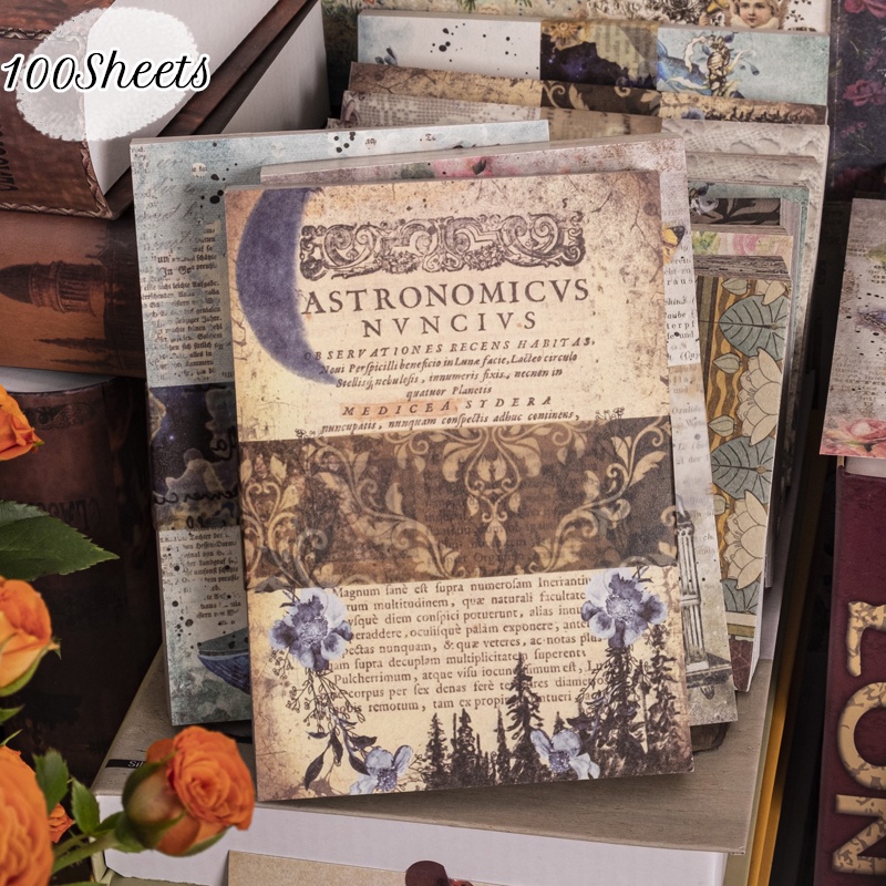 100 Lembar Kertas Latar Belakang Akun Tangan Ukuran Besar Dekorasi Scrapbook Dekorasi Vintage Untuk Alat Tulis Kerajinan Buku Harian DIY